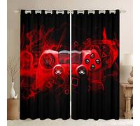 Homemissing Kids Gamepad Window Treatments Modern Gamer Bedroom For Boys Girls Teens Game Controller Curtain Youth Gaming Console Window Drapes Red Black,W46*L72