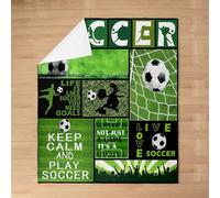 Homemissing Kids Green Football Flannel Blanket Plush Fuzzy Baby 30x40Inch Soccer Sports Fleece Throw Blanket for Boys Girls Teens Room Decor Soccer Ball Game Field for Bed Couch Chair Living Room Men