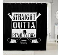 Homemissing Kids Ice Hockey Shower Curtain 180x180cm Outta the Penalty Box Bath Curtain for Boys Girls Winter Sports Bathroom Shower Curtain Set Kids Bathroom Accessories