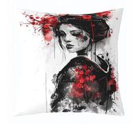 Homemissing Kids Japan Art Geisha Throw Pillow Covers 45x45cm 1Pcs Cherry Blossoms Decorative Pillow Case Pillowcase Japanese Style Cushion Cover Japanese Tradition Aesthetic Outdoor Pillows Covers