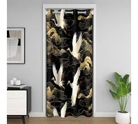 Homemissing Kids Japanese Crane 30%-50% Room Darkening Blackout Insulated Thermal Curtain 150x203cm Traditional Retro Theme Door Curtain for Doorway Privacy Cute Bird Cloud Window Treatments