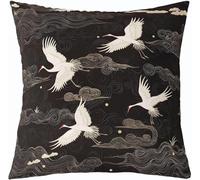 Homemissing Kids Japanese Crane Throw Pillow Cover 40x40cm 1 Pcs Traditional Retro Theme Pillow Case Cushion Cover Cute Bird Decorative Throw Pillowcase for Sofa Cushion Case Room Decor