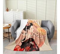 Homemissing Kids Japanese Geishas Flannel Fleece Throw Blanket Single 50x60Inch Boys Girls Cherry Blossoms Plush Blanket Japanese Style Fuzzy Blanket Japanese Tradition Aesthetic All Season Blanket