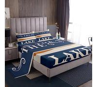 Homemissing Kids Lake Bedding Set Lake House Paddle Relax Duvet Cover for Boys Decor Lake House Comforter Cover Set Lake Cabin Decor Blue and White Bedspread Cover Single