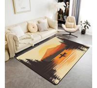 Homemissing Kids Lake House Decor Carpet Area Rug 100 * 150cm, Laking and Camping Living Room Rugs for Bedroom Rustic Farmhouse Indoor Floor Mat for Boys Girls Nature Non-slip