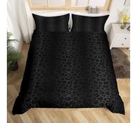 Homemissing Kids Leopard Bedding Set Double Size Gradient Duvet Cover for Teens Bedroom Decor Animal Print Comforter Cover Set Women Men Black Bedspread Cover with 2 Pillow Case Fashion