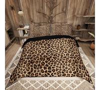Homemissing Kids Leopard Print Duvet Cover Single Size, Cowhide Bedding Set Boys Girls Brown Cow Comforter Cover Animal Bedspread Cover Kids Room Decor Soft Quilt Cover 2Pcs (No Comforter)