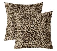 Homemissing Kids Leopard Print Throw Pillow Covers, Cowhide Square Cushion Covers Set of 2 Boys Girls Brown Cow Pillow Covers Animal Cushion Covers for Couch Sofa Kids Room Decor 60x60cm