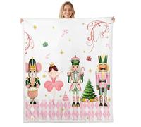 Homemissing Kids Nutcracker Fleece Throw Blanket Baby 30x40Inch Pink Christmas Warm Cozy for Boys Girls Teens Bedroom Decor Merry Christmas Tree Sherpa Blanket Plush Fuzzy Soft Microfiber Women Men