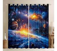 Homemissing kids Outer Space Curtains Galaxy Space Window Curtains for Bedroom Living Room for Kids Boys Girls The Earth Window Drapes Microfiber 30%-50% Blackout Curtains, W46*L54,2 Panels