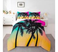 Homemissing Kids Palm Tree Duvet Set Single Size Palm Leaf Bedding Set For Boys Girls Teens Bedroom Decor Botanical Nature Hawaiian Tropical Island Coastal Duvet Quilt Breathable Soft Lightweight 2Pcs
