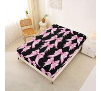 Homemissing Kids Pink Bows Fitted Sheet Single Size Watercolor Bow Ribbon