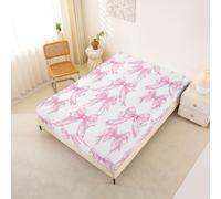Homemissing Kids Pink Bows Fitted Sheet Single Size Watercolor Bow Ribbon