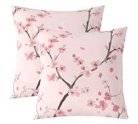 Homemissing Kids Pink Cherry Blossoms Throw Pillow Covers 45x45cm Set of 2 Sakura Flower Decorative Pillow Case Pillowcase Japanese Style Cushion Cover Spring Floral Botanical Outdoor Pillows Covers