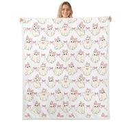 Homemissing Kids Pink Ghost Fleece Throw Blanket Baby 30x40Inch Cute Bowknot Bow Fuzzy Blanket for Bed Sofa Couch Happy Halloween Sherpa Blanket Fuzzy Blanket Room Decor