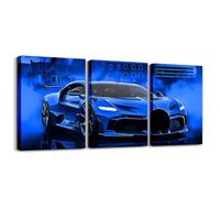 Homemissing Kids Race Car Canvas Wall Art for Living Room Bedroom 40X30cm 3 Piece Extreme Sport Games Picture Wall Decor for Home Decor Bathroom Modern Blue Office Decorations Artwork Posters