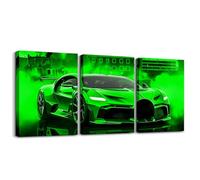 Homemissing Kids Race Car Canvas Wall Art for Living Room Bedroom 40X30cm 3 Piece Extreme Sport Games Picture Wall Decor for Home Decor Bathroom Modern Green Office Decorations Artwork Posters