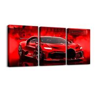Homemissing Kids Race Car Canvas Wall Art for Living Room Bedroom 40X30cm 3 Piece Extreme Sport Games Picture Wall Decor for Home Decor Bathroom Modern Red Office Decorations Artwork Posters