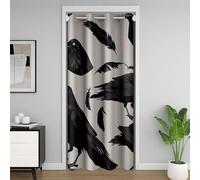 Homemissing Kids Raven 106x203cm Door Curtain for Doorway Privacy Black Feathers Bird Themed Closet Door Cover Curtain for Bedroom Living Room Goth Art Window Treatments