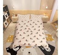 Homemissing Kids Sausage Dog Duvet Cover Set Cot Size For Boys Girls Kawaii Puppy Dogs Bedding Set Cute Dachshund Duvet Cover with 1 Pillowcase