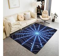 Homemissing Kids Spider Web Area Rug 100 * 150cm Halloween Living Room Rugs for Boys Girls Room Decor Blue Geometry Decorative Carpet Indoor Floor Mat
