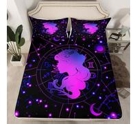 Homemissing Kids Virgo Fitted Sheet King Size Constellations Bed Sheets Set Boys Girls 12 Horoscope Astrology Bohemian Exotic Style Bedding Set Room Decor