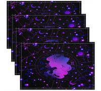 Homemissing Kids Virgo Placemats Set of 4 Constellations Table Mats Boys Girls 12 Horoscope Astrology Bohemian Exotic Style Place Mat for Kitchen Dining Table Party Decor Indoor Outdoor 45X30cm