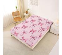 Homemissing Kids Watercolor Bows Fitted Sheet Single Size Pink Bow Ribbon