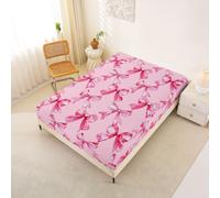 Homemissing Kids Watercolor Bows Fitted Sheet Single Size Pink Bow Ribbon