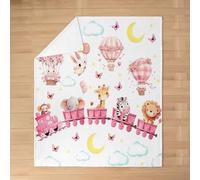 Homemissing Kids Zoo Animal Fleece Throw Blanket Wildlife Plush Blanket for Bed Sofa Couch Cute Giraffe Sherpa Blanket Boys Girls Teens Bedroom Decor Queen 90x90Inch