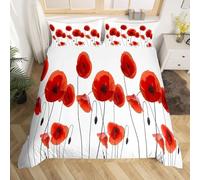 Homemissing King Decoration Poppy Duvet Cover Chic Red Flower Bedding Set Botanical Garden Bedding Duvet Cover Bedroom Decoration