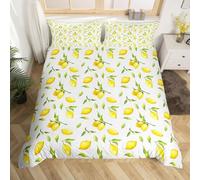 Homemissing King Lemon Printing Duvet Cover Lemon Plant Bedding Decorative Leaves Comforter Cover Set Microfiber Summer Fruit Decoration Comforter Cover Set Bedroom Bedding