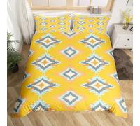 Homemissing King Size Yellow Southwestern Aztec Duvet Cover Boys Girls Geometric Vintage Bedding Set For Kids Ultra Soft Bohemian Boho Exotic Rustic Abstract Duvet Cover Room Decor 3Pcs