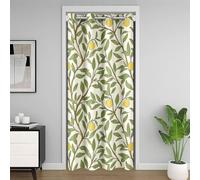 Homemissing Lemon Door Curtain for Doorway Window 86x203cm Beige and Green Thermal Insulated Temporary Room Dividers Boho Closet Cover Bedroom Living Room Microfiber