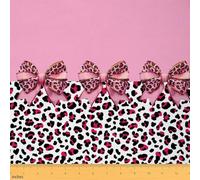 Homemissing Leopard Bow Fabric by The Yard Black and Pink Bowknot Upholstery Fabric for Sewing Crafting Cheetah Indoor Outdoor Decor for Home DIY Projects Sweet Romantic 5 Yards (L460*W150cm)