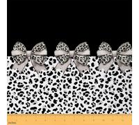 Homemissing Leopard Bow Fabric by The Yard Black and White Bowknot Upholstery Fabric Cheetah Indoor Outdoor Decor for DIY Sewing Craft Projects Sweet Romantic 5 Yards (L460*W150cm)
