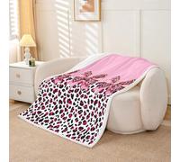 Homemissing Leopard Bow Sherpa Throw Blanket for Couch Black and Pink Bowknot Super Soft Cozy Fleece Cheetah Blanket for Winter, Plush Throw Sweet Romantic Baby 30x40Inch All Season
