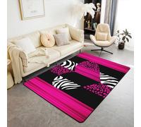 Homemissing Leopard Living Room Rugs Area Rug 100 * 150cm Kids Cheetah Animal Print Accent Rug for Boys Safari Zebra Indoor Floor Mat Non-slip Hot Pink Sweetheart Decorative Rug