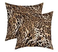 Homemissing Leopard Pillow Covers 20"x20" Set of 2 Cheetah Print Decorative Throw Pillow Covers Cases Home Decor Animal Safari Cushion Case for Sofa Outdoor