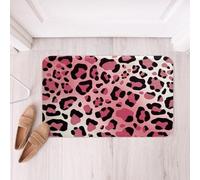 Homemissing Leopard Pink Bathroom Rugs Cheetah Print Bath Mats Microfiber Safari Bathroom Accessories Animal Fur Floor Doormats Non-Slip 20x32Inch Soft