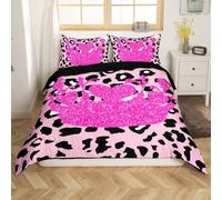 Homemissing Leopard Print Comforter Cover Single Size Princess Bedding Set Boys Girls Cheetah Comforter Cover Animal Bedspread Cover 2Pcs With 1 Pillow Case (No Comforter)