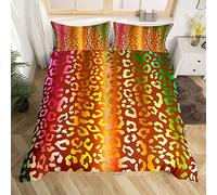 Homemissing Leopard Print Duvet Cover Set Cheetah Print Bedding Set for Kids Boys Girls Glitter Wild Animal Decor Comforter Cover Set Microfiber Ombre Bedspread Cover Golden Bedclothes Double