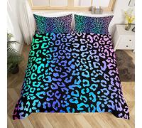 Homemissing Leopard Print Duvet Cover Set Glitter Cheetah Print Bedding Set for Kids Boys Girls Wild Animal Decor Comforter Cover Set Microfiber Geometric Bedspread Cover Ombre Bedclothes Single