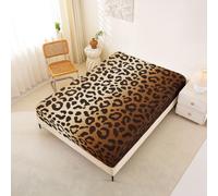 Homemissing Leopard Print Fitted Sheet 150x200cm Cheetah Bed Sheets Set 30cm Deep Pocket Geometric Modern WildLife Bedding African Safari Animal White Brown Lightweight Microfiber
