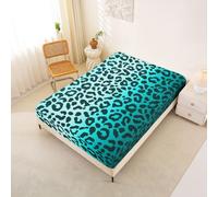 Homemissing Leopard Print Fitted Sheet 90x200cm Cheetah Bed Sheets Set 30cm Deep Pocket Geometric Modern WildLife Bedding African Safari Animal White Green Lightweight Microfiber