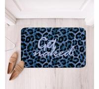 Homemissing Leopard Print Get Naked Bathroom Rugs Microfiber 20x32Inch Funny Quotes Bath Mats Non-Slip Blue Black Bathroom Accessories Cheetah Floor Doormats Soft Door Mat