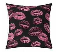 Homemissing Leopard Print Lips Throw Pillow Covers 1 Pcs Cheetah Print Cushion Covers Kissing Lips Pillow Case for Couch Sofa Cushion Case Kids Boys Girls Bedroom Decor 55x55cm
