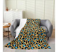 Homemissing Leopard Print Plush Throw Blanket Black Blue Brown Flannel Blanket 40x50Inch Safari All Season Animal Cheetah for Couch Bed Sofa Urban Tribal Bedroom Decor