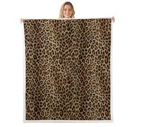 Homemissing Leopard Sherpa Blanket, Cheetah Print Plush Blanket for Bed Sofa Couch for Kids Boys Girls Animal Fleece Throw Blanket Safari Fuzzy Blanket Double 60x79Inch