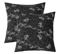 Homemissing Leopard Throw Pillow Covers Set of 2 Cheetah Cushion Covers Black White Pillow Case for Couch Sofa Coquette Bows Cushion Case Kids Boys Girls Bedroom Decor 45x45cm